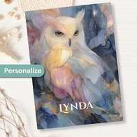Personalized Owl Journal, Custom Name Notebook, Celestial Hardcover Diary, Gift for Writers & Ow