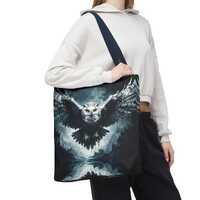 Eco Canvas Bag | Gothic Owl Art | Dark Aesthetic Carryall | Large Reusable Tote