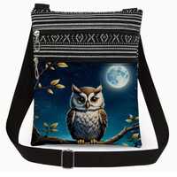 Owl Crossbody Bag: Bohemian Style Bag, Multi-Zip & Adjustable Strap