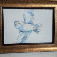 Snowy Owl Watercolor Painting, Original Art Piece (5x7)