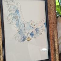 Original Snowy Owl Watercolor Art - 5x7 in