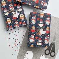 Christmas Owl Wrapping Paper | Festive Gift Wrap with Winter Owls | Holiday Present Wrap