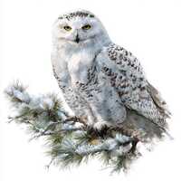 8 Snowy Owl Clipart, Winter Forest Birds Watercolor Printable, Card Making, High Quality PNGs, Paper