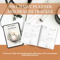 Owl Daily Planner & Health Tracker | Wellness PDF (Digital Download)