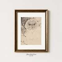 Winter Owl Wall Art Print: Woodland Forest Animal Print (Digital Download) #337