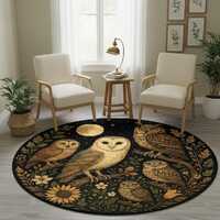 Moonlit Owls Rug – Enchanted Night Carpet with Mystical Woodland Design