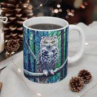 Mystical Owl Mug | Stained Glass Design, Nature Lovers Gift, Unique Coffee Cup, Owl Decor