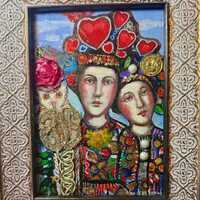 eclectic Friends and owl painting