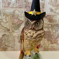 Vintage Woodsy Witchy Owl and Squirrel Collectible Andrea by Sadek Sculpture Statue
