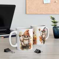 Autumn Owl Mug, Cute Fall Coffee Cup, Cozy Beverage Mug, Owl Lover Gift, Seasonal Drinkware