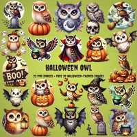 Watercolor Halloween Owl Clipart Bundle | Spooky PNG Images (Digital Download)