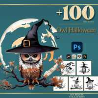 Owl Halloween Photoshop Brushes & Procreate Stamps – 100+ Tattoo, Illustration, Digital Ar