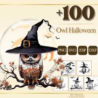 Owl Halloween PNG Bundle – 100+ Cricut & Silhouette Files, SVG, DXF, Eps – Tattoo, L