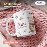 Personalized Christmas Owl Mug – Cute Owl Holiday Coffee Cup, Custom Winter Gift for Her with 