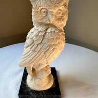 Vintage Santini Italian Alabaster Owl Figurine- Signed
