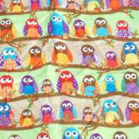 Hoot Owl Fabric / Vintage outdated fabric /  What a Hoot Fabric / remnants of Baby Owls fabric /  Br