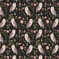 Owl Fabric, Owl Ballads, Fluttering Blooms by Camelot, By the Half or Full Yard
