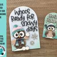 Winter Owl Tall Arch Sign Interchangeable File SVG, TINY, INSERT only Snowmen Snowman Glowforge, Hol