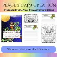 Owl Coloring Pages: Feathered Fables, Storytelling Prompts (Digital Download)