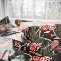 Christmas Owl Wrapping Paper: Rustic Holiday Forest Gift Wrap