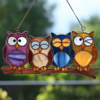 Digital Download OWL Stained Glass Pattern, Modern Suncatcher, Diy Stained Glass