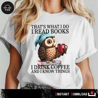 Funny Owl Book Lover PNG: Tea & Books (Digital Download)