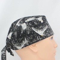 Owls Cotton 3.5" tall Handmade Scrub Cap for Men