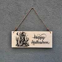 Spooky Owl Halloween Sign: Gothic Farmhouse Wood Wall Art