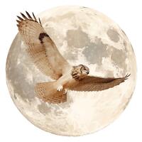 12x Moon and Owl PNG Clipart, Watercolor Night Sky Clip Art, Transparent No Background PNG, Digital 
