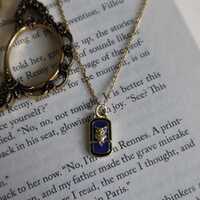 18K Gold Owl Necklace: Blue Enamel Athena Jewelry