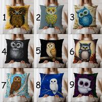 Owl Throw Pillow Cover | Cute Cartoon Owl Decor | Colorful Owl Cushion Cover for Couch or Bed | 9 St