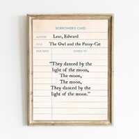 Owl & Pussy-Cat Nursery Print: Library Card Wall Art (Digital Download)