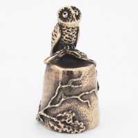 Collectible handmade bronze thimble: Owl