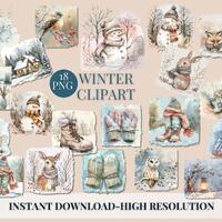 Winter Wonderland Snowy Owl Clipart PNG Snowman Sublimation Design Digital Download
