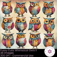 Whimsical Owls II Fussy Cuts: Junk Journal Ephemera (Digital Download)