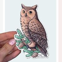 Great Horned Owl Sticker - Waterproof Vinyl Nature, Bird, & Wild Animal - Crafts and Scrapbookin