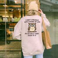 Night owl Shirt owl Sweater y2k Sweatshirt Cute graphic sweater y2k clothes y2k Outfit 90s Graphic S