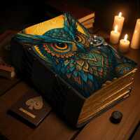 Handmade Owl Leather Journal Large Vintage Writing Notebook, Owl Grimoire, Sketchbook, Book of Shado