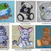 Tree Frog, Hippo, Owl, Panda, Gorilla, Wild Boar Designs (A) - Embroidered Personalised Cotton Bath 
