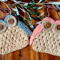 Owl crossbody crocheted purse fanny pack bag handbag shoulder pouch