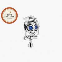 Wise Owl GraduationCharm,925 Sterling Silver Charm,Handmade Silver Bead,Fits European Bracelets and