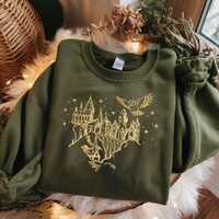 Embroidered Wizard Castle Owl Sweatshirt, Magical Fantasycore Pullover,Witchery Castle Shirt, Magic 