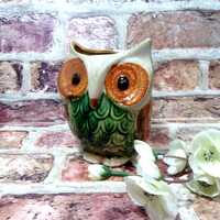 Pottery Owl Flower Vase Brown Owl Pot