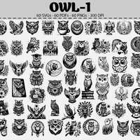 Owl SVG Bundle: 60 Vector Designs for Cricut (Digital Download)