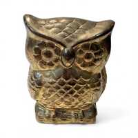 Vintage Brass Art Wisdom Owl Napkin Letter Holder Figurine Home Decor Gold Tone