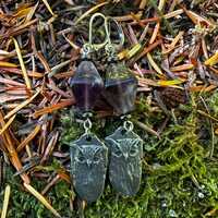 Owl Amethyst Gemstone Earrings