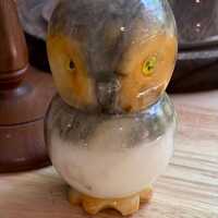 Vintage hand-carved Alabaster owl figurine