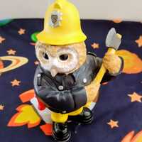 The Leonardo Collection Barn Owl Fireman Figurine Firefighter Vintage Collectable Detailed Holding A
