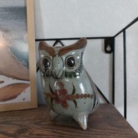 Vintage Hand Painted Tonala Pottery Horned Owl: Signed Jorge Wilmot (1928-2012) Mexican Pottery Horn
