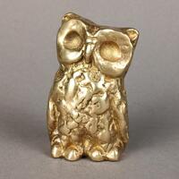Vintage Solid Brass Owl Paperweight - 820g. | Heavy Mid Century Brass Figurine | Desk Decor | Solid 